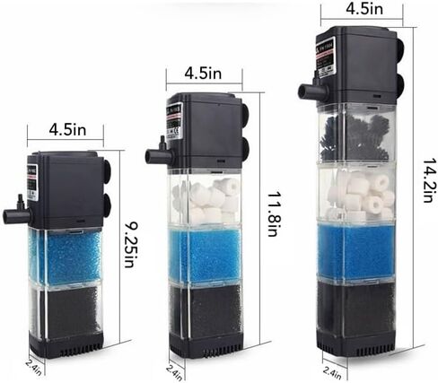 High-Performance Internal Aquarium Filter 400GPH for 20-200 Gallon Tanks and Ponds, Submersible Water Pump with Wave-Maker Function for Saltwater & Freshwater Systems and Turtle Tanks (1904) in Saudi Arabia