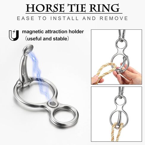 2Pcs Horse Tie Ring Stainless Steel Safe Horse tack and Supplies Horse Accessories Durable Steel Blocker Horse Training Equipment with Eye Bolt Tie Ring for Horses in Kuwait