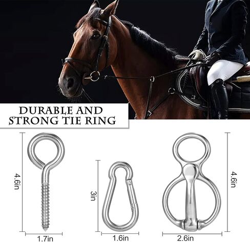 2Pcs Horse Tie Ring Stainless Steel Safe Horse tack and Supplies Horse Accessories Durable Steel Blocker Horse Training Equipment with Eye Bolt Tie Ring for Horses in Kuwait