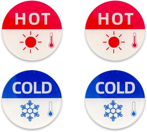 Hot Cold Water Sign Self-adhesive Cold Hot Stickers -Wall Decoration -1.42 Inch Acrylic Label Child-friendly Guest - friendly Cold Hot Signs for Bathroom Washroom Hotel Home (Thermometer Symbol) in Saudi Arabia