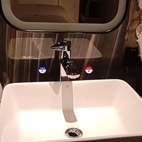 Hot Cold Water Sign Self-adhesive Cold Hot Stickers -Wall Decoration -1.42 Inch Acrylic Label Child-friendly Guest - friendly Cold Hot Signs for Bathroom Washroom Hotel Home (Thermometer Symbol) in Saudi Arabia