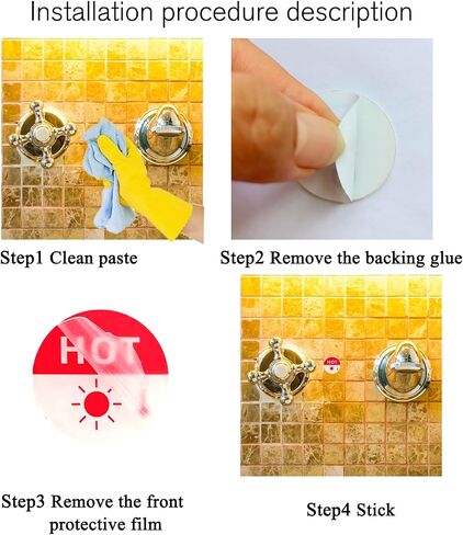 Hot Cold Water Sign Self-adhesive Cold Hot Stickers -Wall Decoration -1.42 Inch Acrylic Label Child-friendly Guest - friendly Cold Hot Signs for Bathroom Washroom Hotel Home (Thermometer Symbol) in Saudi Arabia