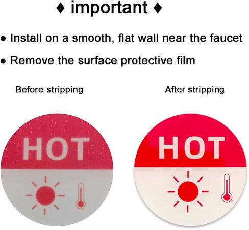 Hot Cold Water Sign Self-adhesive Cold Hot Stickers -Wall Decoration -1.42 Inch Acrylic Label Child-friendly Guest - friendly Cold Hot Signs for Bathroom Washroom Hotel Home (Thermometer Symbol) in Saudi Arabia