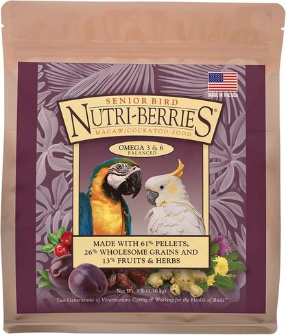 LAFEBER'S Senior Bird Nutri-Berries Pet Bird Food, Made with Non-GMO and Human-Grade Ingredients, for Macaws & Cockatoos, 3 lb in Saudi Arabia