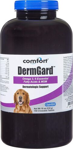 مكمل الجلد والمعطف من Kala Health Comfort DermGard للكلاب، 150 قطعة، يدعم البشرة الصحية ولامعة ويقلل من التساقط المفرط، يحتوي على MSM وزيت السمك وأوميغا 3 و6 و9 أحماض دهنية أساسية in Kuwait