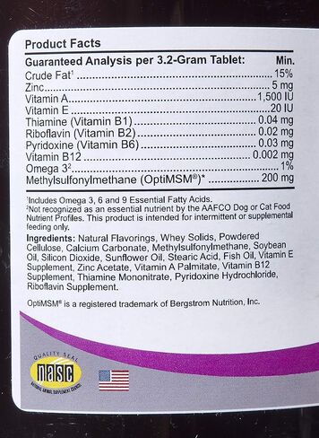 مكمل الجلد والمعطف من Kala Health Comfort DermGard للكلاب، 150 قطعة، يدعم البشرة الصحية ولامعة ويقلل من التساقط المفرط، يحتوي على MSM وزيت السمك وأوميغا 3 و6 و9 أحماض دهنية أساسية in Kuwait