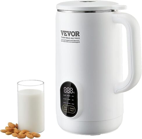 VEVOR Nut Milk Maker, 9-in-1 Soy Milk Maker with 12-Leaf Blades, 800ml/27oz Automatic Plant Based Soy/Oat Milk Maker with High Temperature Auto-Cleaning, 1-18 Hours Timer, Keep Warm, LCD Screen in Saudi Arabia