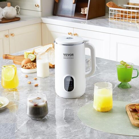 VEVOR Nut Milk Maker, 9-in-1 Soy Milk Maker with 12-Leaf Blades, 800ml/27oz Automatic Plant Based Soy/Oat Milk Maker with High Temperature Auto-Cleaning, 1-18 Hours Timer, Keep Warm, LCD Screen in Saudi Arabia