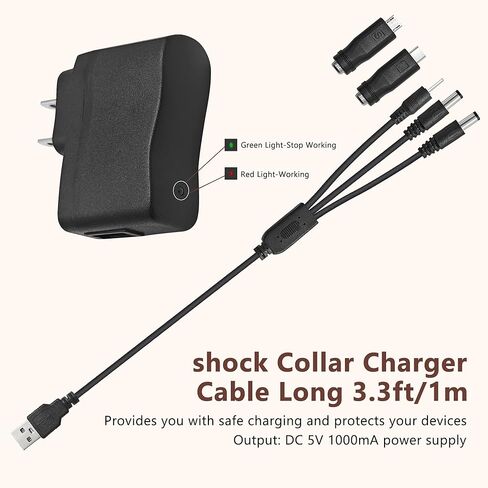 شاحن طوق الصدمات شاحن طوق E متوافق مع Dogrook، Mini Educator، Flittor، PetSpy، Petsafe، PetTech، PET998، Pettrainer Dog Shock Collar وأنظمة التدريب الأخرى، شاحن طوق النباح 5 في 1 in Kuwait