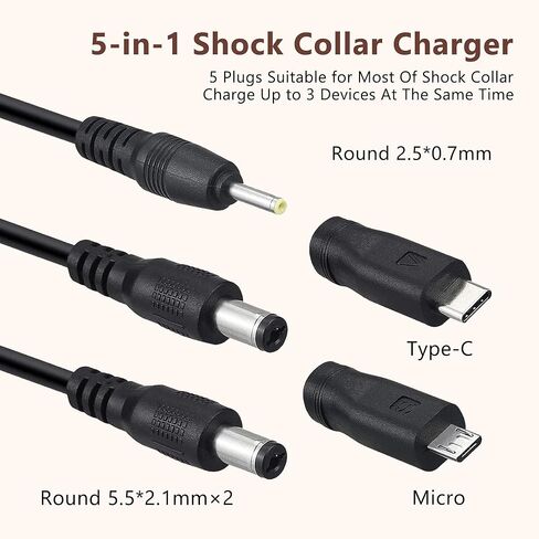 شاحن طوق الصدمات شاحن طوق E متوافق مع Dogrook، Mini Educator، Flittor، PetSpy، Petsafe، PetTech، PET998، Pettrainer Dog Shock Collar وأنظمة التدريب الأخرى، شاحن طوق النباح 5 في 1 in Kuwait