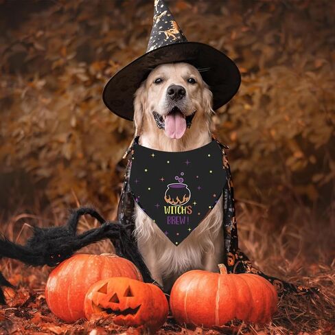Halloween Hocus Pocus Dog Bandanas - I Smell Children Witch Dog Scarf - 2 Pcs Adjustable Sanderson Sisters Holiday Party Triangle Reversible Pet Bandanas for Medium Large Dogs in Saudi Arabia