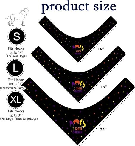 Halloween Hocus Pocus Dog Bandanas - I Smell Children Witch Dog Scarf - 2 Pcs Adjustable Sanderson Sisters Holiday Party Triangle Reversible Pet Bandanas for Medium Large Dogs in Saudi Arabia