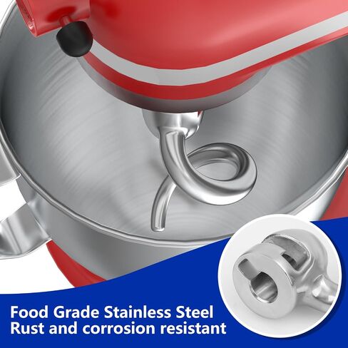 Professional 6 QT Dough Hook for KitchenAid Mixer,Stainless Steel,Spiral Dough Hook Attachment for KitchenAid 5Plus & 6QT Bowl-Lift Stand Mixers in Saudi Arabia