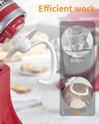 WUKUR K45DH خطاف العجين لمرفق خلاط KitchenAid لمساعدة المطبخ K45 K45SS KSM90 KSM150 خلاطات حامل رأس مائلة، تعمل مع وعاء 4.5/5 لتر in Kuwait