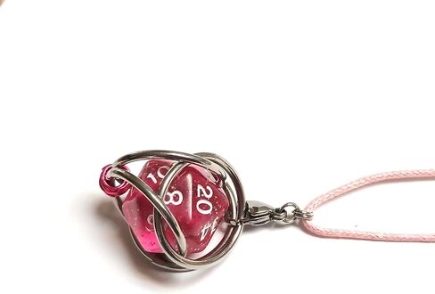 MillBear DND Lucky D20 Capture Cage Traveling Pendant Necklace, Christmas Ornament, Rear Mirror Decor D20 Removable to Play RPG Nerdy Gamer Unique Gift (Basilisk Blood - Evergreen cord) in Saudi Arabia