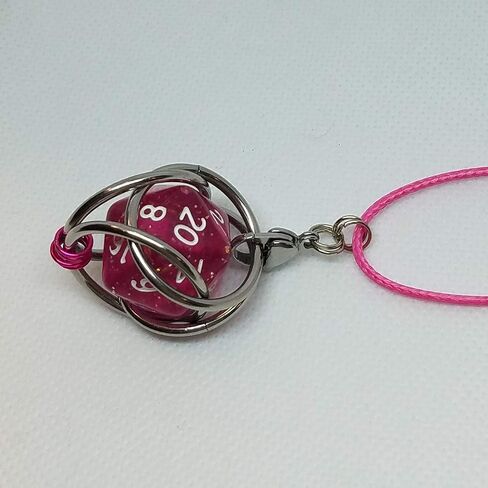 MillBear DND Lucky D20 Capture Cage Traveling Pendant Necklace, Christmas Ornament, Rear Mirror Decor D20 Removable to Play RPG Nerdy Gamer Unique Gift (Basilisk Blood - Evergreen cord) in Saudi Arabia