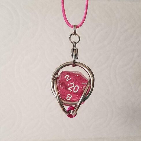 MillBear DND Lucky D20 Capture Cage Traveling Pendant Necklace, Christmas Ornament, Rear Mirror Decor D20 Removable to Play RPG Nerdy Gamer Unique Gift (Basilisk Blood - Evergreen cord) in Saudi Arabia