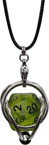 MillBear DND Lucky D20 Capture Cage Traveling Pendant Necklace, Christmas Ornament, Rear Mirror Decor D20 Removable to Play RPG Nerdy Gamer Unique Gift (Basilisk Blood - Evergreen cord) in Saudi Arabia