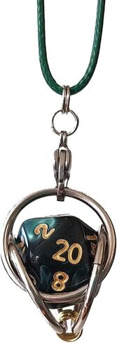 MillBear DND Lucky D20 Capture Cage Traveling Pendant Necklace, Christmas Ornament, Rear Mirror Decor D20 Removable to Play RPG Nerdy Gamer Unique Gift (Basilisk Blood - Evergreen cord) in Saudi Arabia
