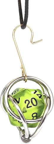 MillBear DND Lucky D20 Capture Cage Traveling Pendant Necklace, Christmas Ornament, Rear Mirror Decor D20 Removable to Play RPG Nerdy Gamer Unique Gift (Basilisk Blood - Evergreen cord) in Saudi Arabia