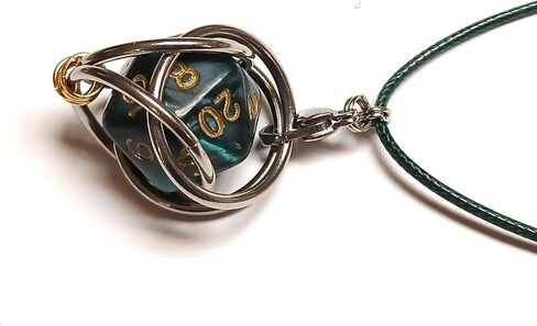 MillBear DND Lucky D20 Capture Cage Traveling Pendant Necklace, Christmas Ornament, Rear Mirror Decor D20 Removable to Play RPG Nerdy Gamer Unique Gift (Basilisk Blood - Evergreen cord) in Saudi Arabia