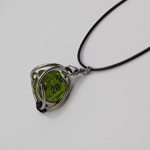 MillBear DND Lucky D20 Capture Cage Traveling Pendant Necklace, Christmas Ornament, Rear Mirror Decor D20 Removable to Play RPG Nerdy Gamer Unique Gift (Basilisk Blood - Evergreen cord) in Saudi Arabia