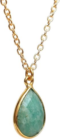 Gempires Real Carnelian Teardrop Pendant Necklace July Birthstone Natural Crystal Gemstone Jewelry Everyday Wear Hypoallergenic 18-Inch 14k Gold Plated Gift for Mom Wife Girlfriend in Saudi Arabia