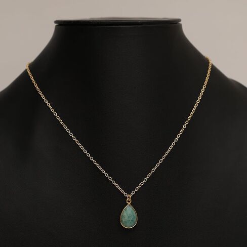 Gempires Real Carnelian Teardrop Pendant Necklace July Birthstone Natural Crystal Gemstone Jewelry Everyday Wear Hypoallergenic 18-Inch 14k Gold Plated Gift for Mom Wife Girlfriend in Saudi Arabia