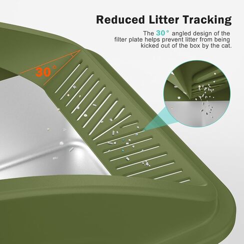 Stainless Steel Cat Litter Box with High Sides, XL Extra Large Metal Litter Box Anti-Urine Leakage, Includes Cat Mat and Metal Scoop (Olive) in Saudi Arabia