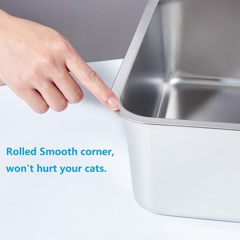 Stainless Steel Litter Box with Stainless Cover, 23.6"x15.8"x12"(Height) Extra Large Stainless Steel Cat Litter Box High Sides, Non Stick No Smell XL Metal Litter Box with Lid in Saudi Arabia