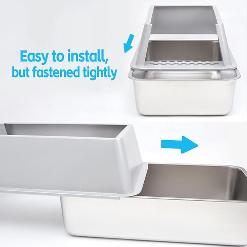 Stainless Steel Litter Box with Stainless Cover, 23.6"x15.8"x12"(Height) Extra Large Stainless Steel Cat Litter Box High Sides, Non Stick No Smell XL Metal Litter Box with Lid in Saudi Arabia