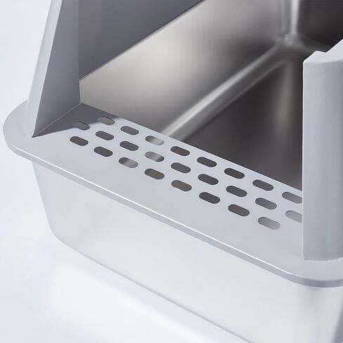 Stainless Steel Litter Box with Stainless Cover, 23.6"x15.8"x12"(Height) Extra Large Stainless Steel Cat Litter Box High Sides, Non Stick No Smell XL Metal Litter Box with Lid in Saudi Arabia