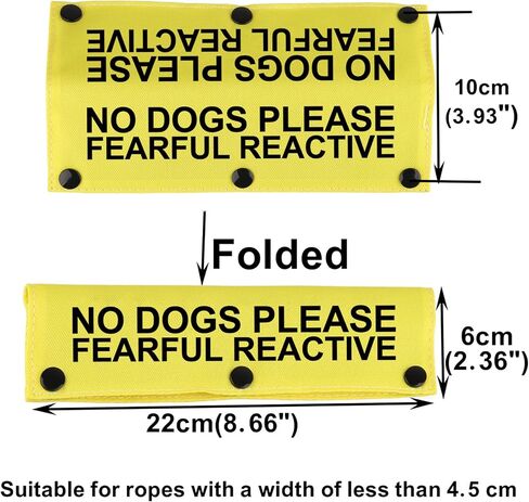 Funny Dog Leash Sleeve No Dogs Please Fearful Reactive Dog Leash Wrap Sleeve Alert Tag Pet Birthday Gift (Fearful Reactive-YE Sleeve) in Saudi Arabia