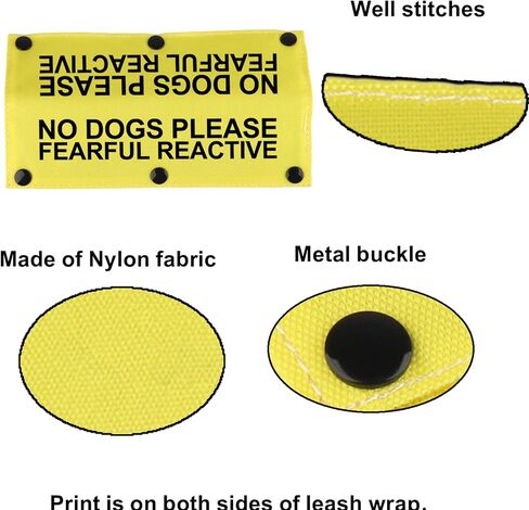 Funny Dog Leash Sleeve No Dogs Please Fearful Reactive Dog Leash Wrap Sleeve Alert Tag Pet Birthday Gift (Fearful Reactive-YE Sleeve) in Saudi Arabia