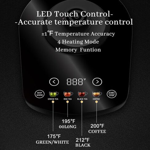 SEEDEEM Gooseneck Electric Kettle 1200W Electric Tea & Coffee Kettle with Four Heating Modes Rapid Heating,±1℉ Temperature Control，Keep Warm Mode,Touch Screen,3.88oz Electric kettle in Saudi Arabia