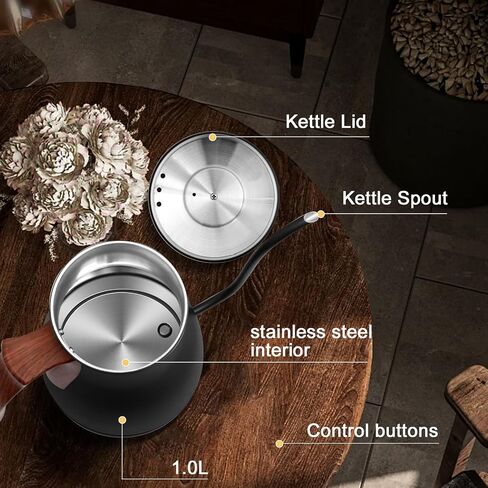 SEEDEEM Gooseneck Electric Kettle 1200W Electric Tea & Coffee Kettle with Four Heating Modes Rapid Heating,±1℉ Temperature Control，Keep Warm Mode,Touch Screen,3.88oz Electric kettle in Saudi Arabia