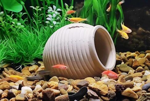 Aquarium Decor Rock Betta Fish Tank Decorations Ceramic Hideout Stone for Fish Shrimp Turtle Crab to Breed, Rest and Play, Small Fish Bowl Hiding Cave, Pot Shaped Betta Toys in Saudi Arabia