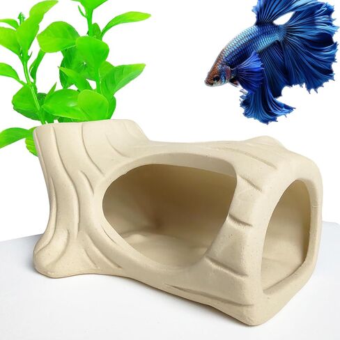 Aquarium Decor Rock Betta Fish Tank Decorations Ceramic Hideout Stone for Fish Shrimp Turtle Crab to Breed, Rest and Play, Small Fish Bowl Hiding Cave, Pot Shaped Betta Toys in Saudi Arabia