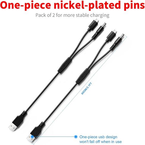 for Bousnic Dog Shock Collar Collar Charger Replacement, MEROM Power Cable Compatible with Bousnic Dog Shock Collar RS2 and RS2B, 2-in-1 DC Charging and Micro USB Cable (2 Pack) in Kuwait