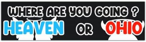 Where Are You Going? Heaven Or Ohio? Funny Gen Z Meme Billboard Cursed Car Bumper Sticker Decal [00357] in Saudi Arabia