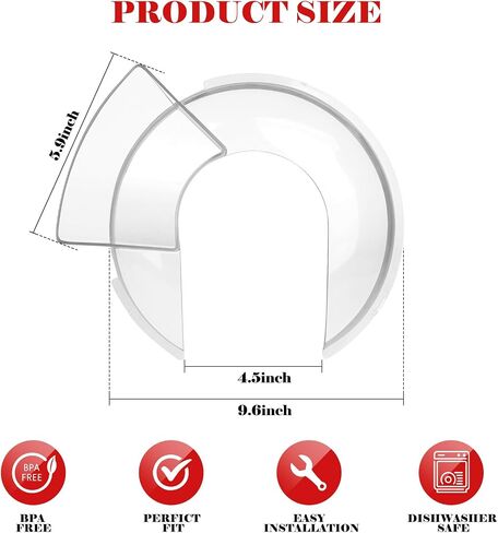 Pouring Shield for KitchenAid 6QT Tilt-Head Stand Mixers, Secure Fit Splatter Guard for KitchenAid Stainless Steel Bowl and Dishwasher Safe in Saudi Arabia