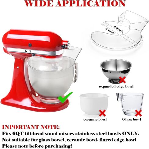 Pouring Shield for KitchenAid 6QT Tilt-Head Stand Mixers, Secure Fit Splatter Guard for KitchenAid Stainless Steel Bowl and Dishwasher Safe in Saudi Arabia
