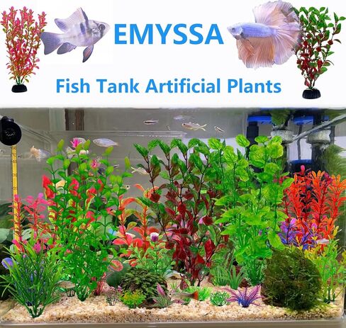 24 Pack Aquarium Plants, Fish Tank Decoration Colorful Artificial Fish Tank Decor Plants Aquarium Decorations for Household and Office Aquarium Simulation, Small to Large and Tall in Saudi Arabia