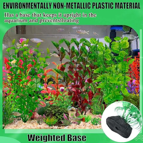 24 Pack Aquarium Plants, Fish Tank Decoration Colorful Artificial Fish Tank Decor Plants Aquarium Decorations for Household and Office Aquarium Simulation, Small to Large and Tall in Saudi Arabia