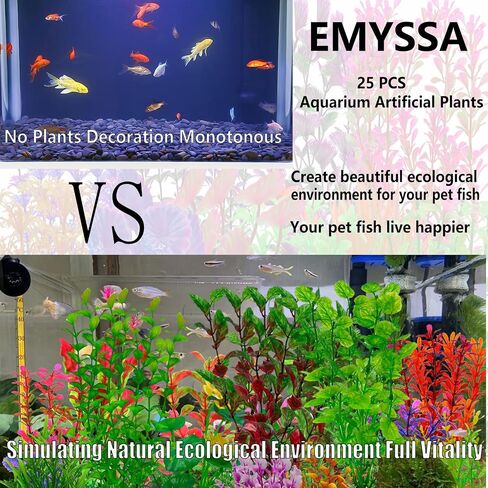 24 Pack Aquarium Plants, Fish Tank Decoration Colorful Artificial Fish Tank Decor Plants Aquarium Decorations for Household and Office Aquarium Simulation, Small to Large and Tall in Saudi Arabia
