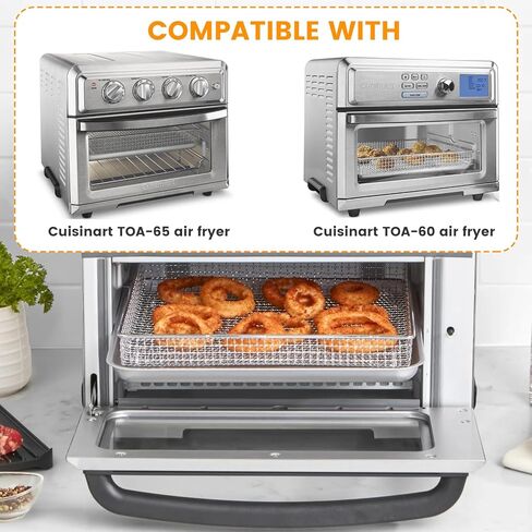 استبدال سلة مقلاة الهواء لفرن الحمل الحراري Cuisinart TOA-60 TOA-65 TOA-70، مقلاة هوائية شبكية مقاس 11.5 * 10 بوصة، سلة من الفولاذ المقاوم للصدأ، أجزاء ملحقات رف الأسلاك، آمنة للاستخدام في غسالة الأطباق in Kuwait