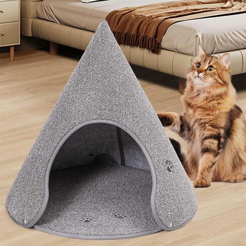 BEQHAUSE Cat Tent for Indoor Cats,Pet Teepee House,Removable Portable Indoor/Outdoor Pet Tent Scratch Resistant Hideaway Cat Caves with Non-Slip Bottom up to 22 Lbs（10.2 * 20.8 * 22.8in） Gery. in Saudi Arabia