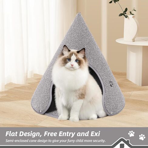 BEQHAUSE Cat Tent for Indoor Cats,Pet Teepee House,Removable Portable Indoor/Outdoor Pet Tent Scratch Resistant Hideaway Cat Caves with Non-Slip Bottom up to 22 Lbs（10.2 * 20.8 * 22.8in） Gery. in Saudi Arabia