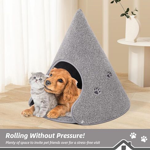 BEQHAUSE Cat Tent for Indoor Cats,Pet Teepee House,Removable Portable Indoor/Outdoor Pet Tent Scratch Resistant Hideaway Cat Caves with Non-Slip Bottom up to 22 Lbs（10.2 * 20.8 * 22.8in） Gery. in Saudi Arabia