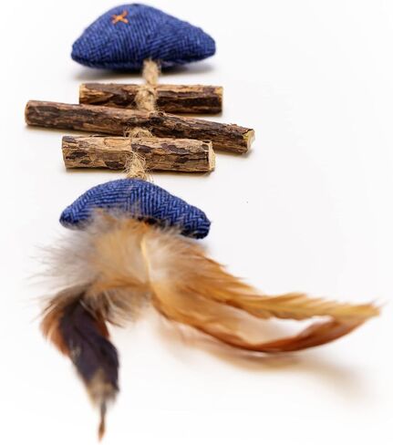 Frank The Fish - Wood & Feather Fish Cat Toy in Saudi Arabia